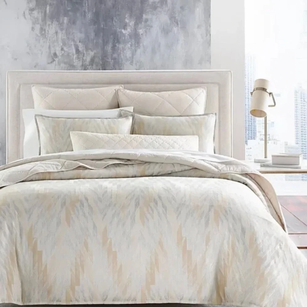 Hotel Collection Textured Chevron Duvet Cover, King, open box